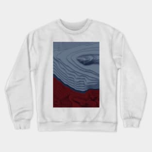 Red/Blue Topographical Contour Map Pattern Crewneck Sweatshirt